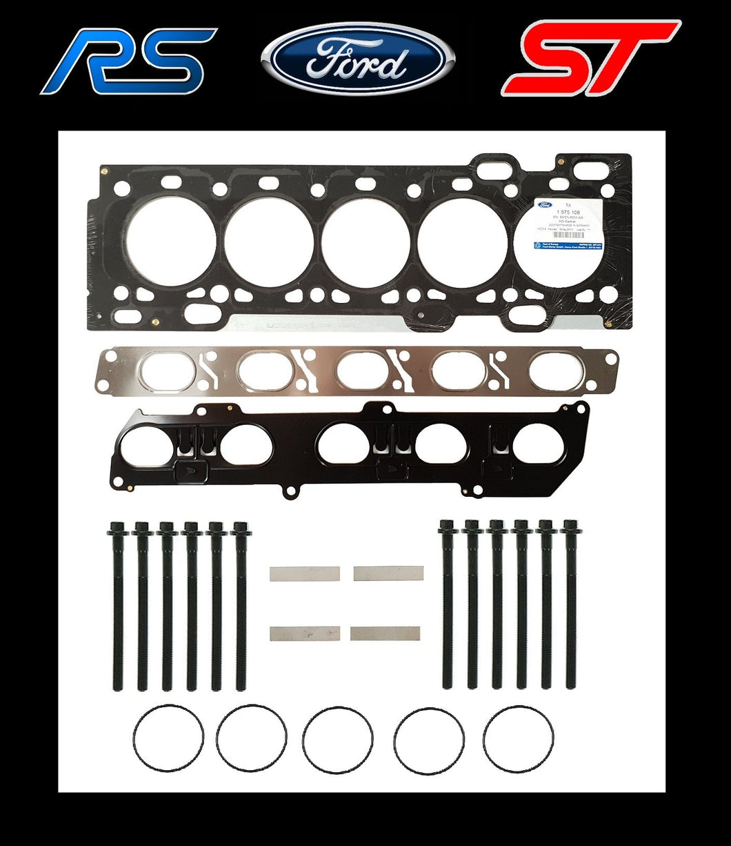 Ford Focus ST 2.5T Block Mod Kit With Genuine Ford Head Gasket, FebI Head Bolts, Genuine Manifold Gaskets, Block Mod Shims & Spark Plug ORings